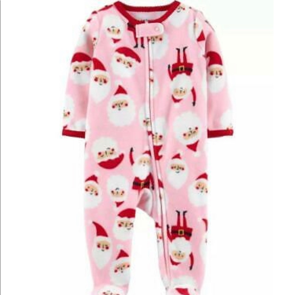 6M Pink Fleece Santa PJs
